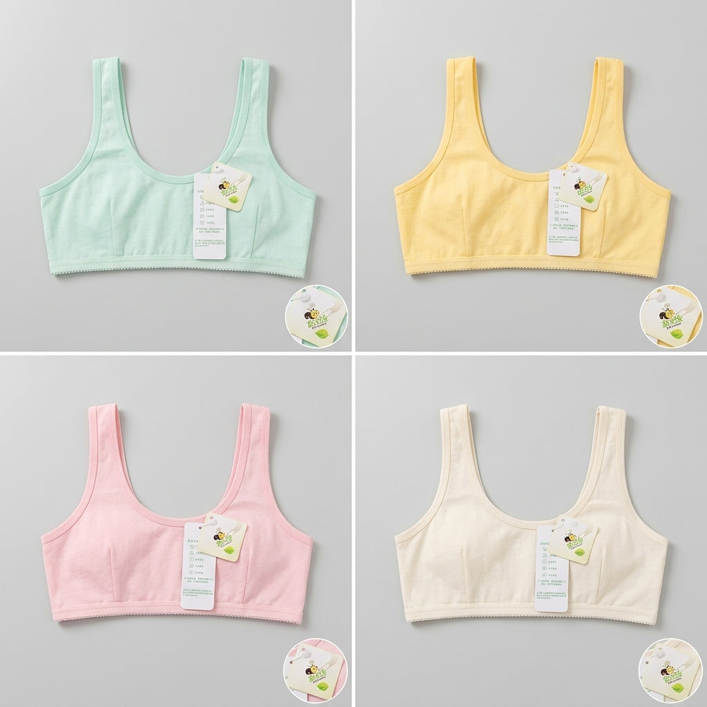 Girls' Essential Cotton Training Bras – Soft, Seamless, and Breathable Pull-On Bralettes for Teens free size 8-16 years