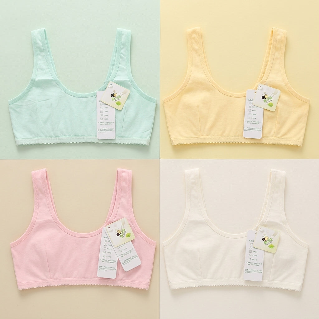 Girls' Essential Cotton Training Bras – Soft, Seamless, and Breathable Pull-On Bralettes for Teens free size 8-16 years