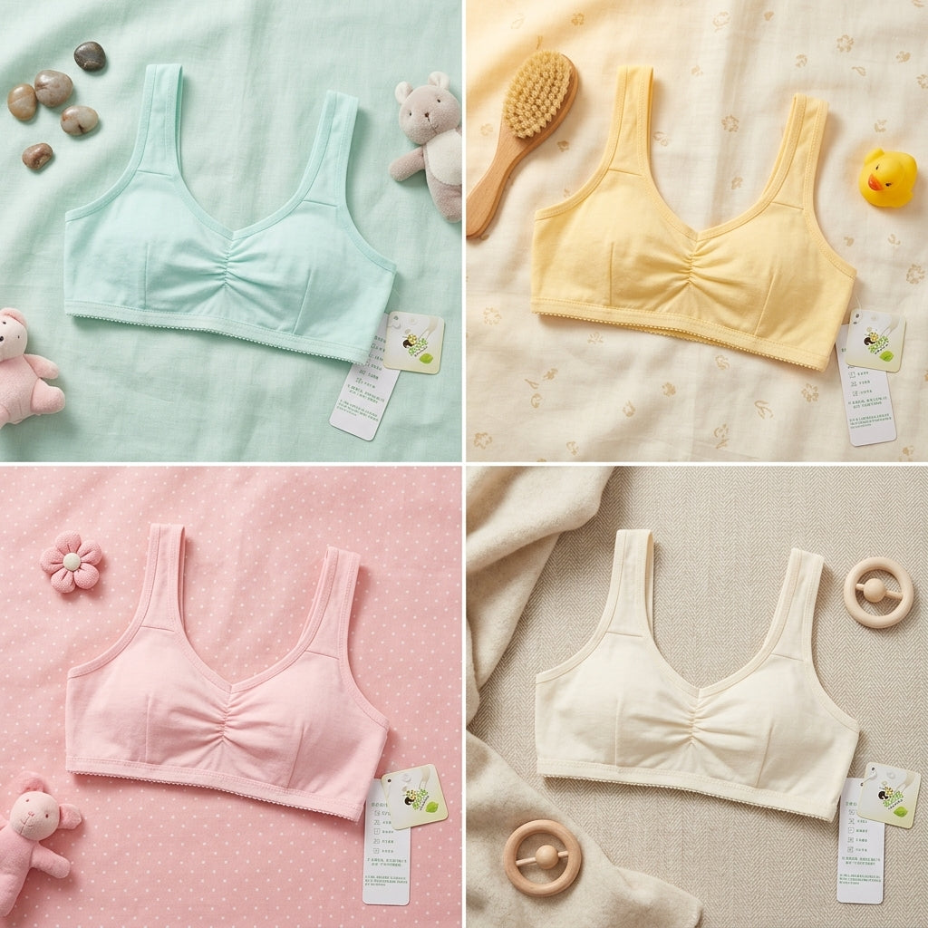 Girls' Essential Cotton Training Bras – Soft, Seamless, and Breathable Pull-On Bralettes for Teens free size 8-16 years